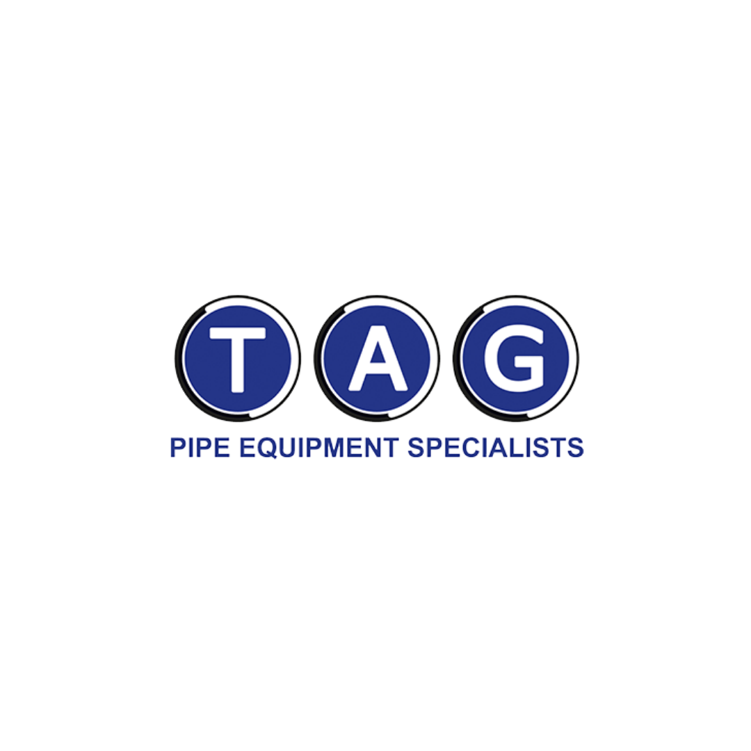 TAG Logo in blue with caption pipe equipment specialist
