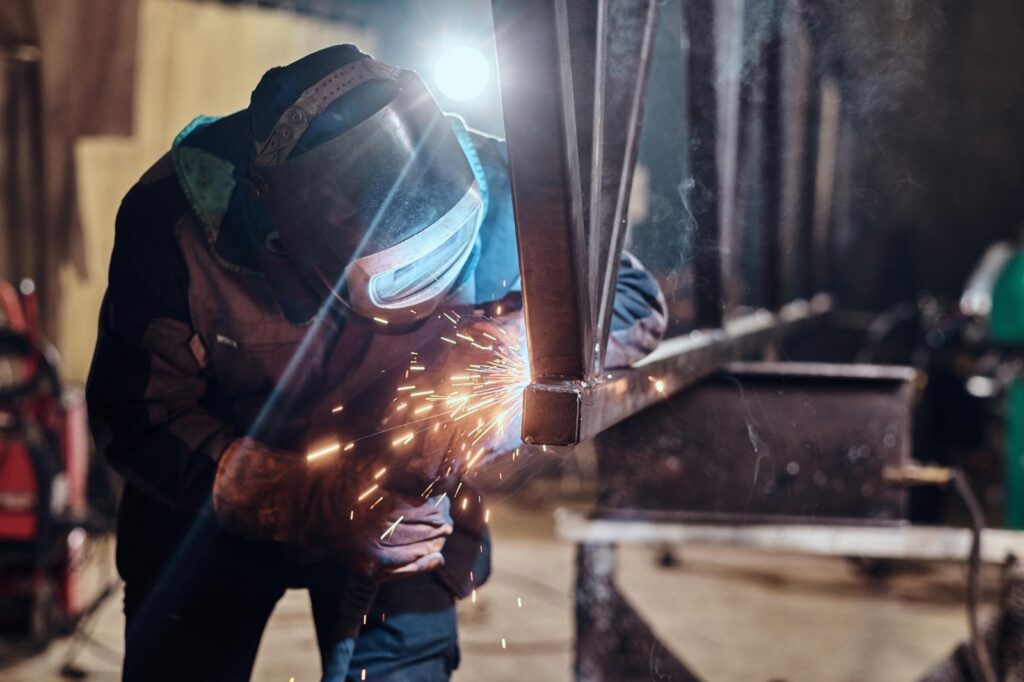 A man at welding work