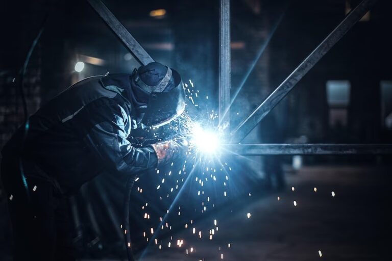 A man at welding work.