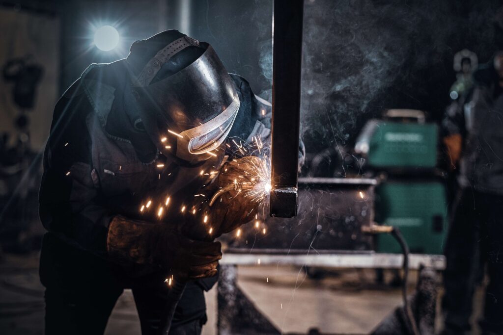 A man at welding work.