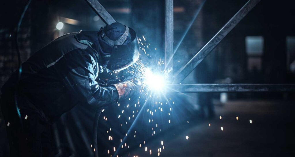 A man at welding work.