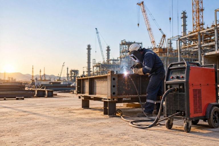ARC welding machine rental in Saudi Arabia used for industrial steel fabrication